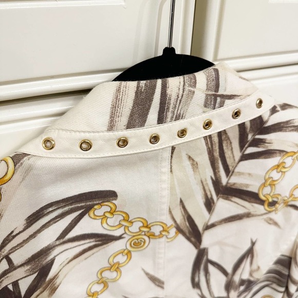 St John Sport Marie Gray Women’s Nautical Gold Chain Print Detail Blazer Grommet - Picture 4 of 10